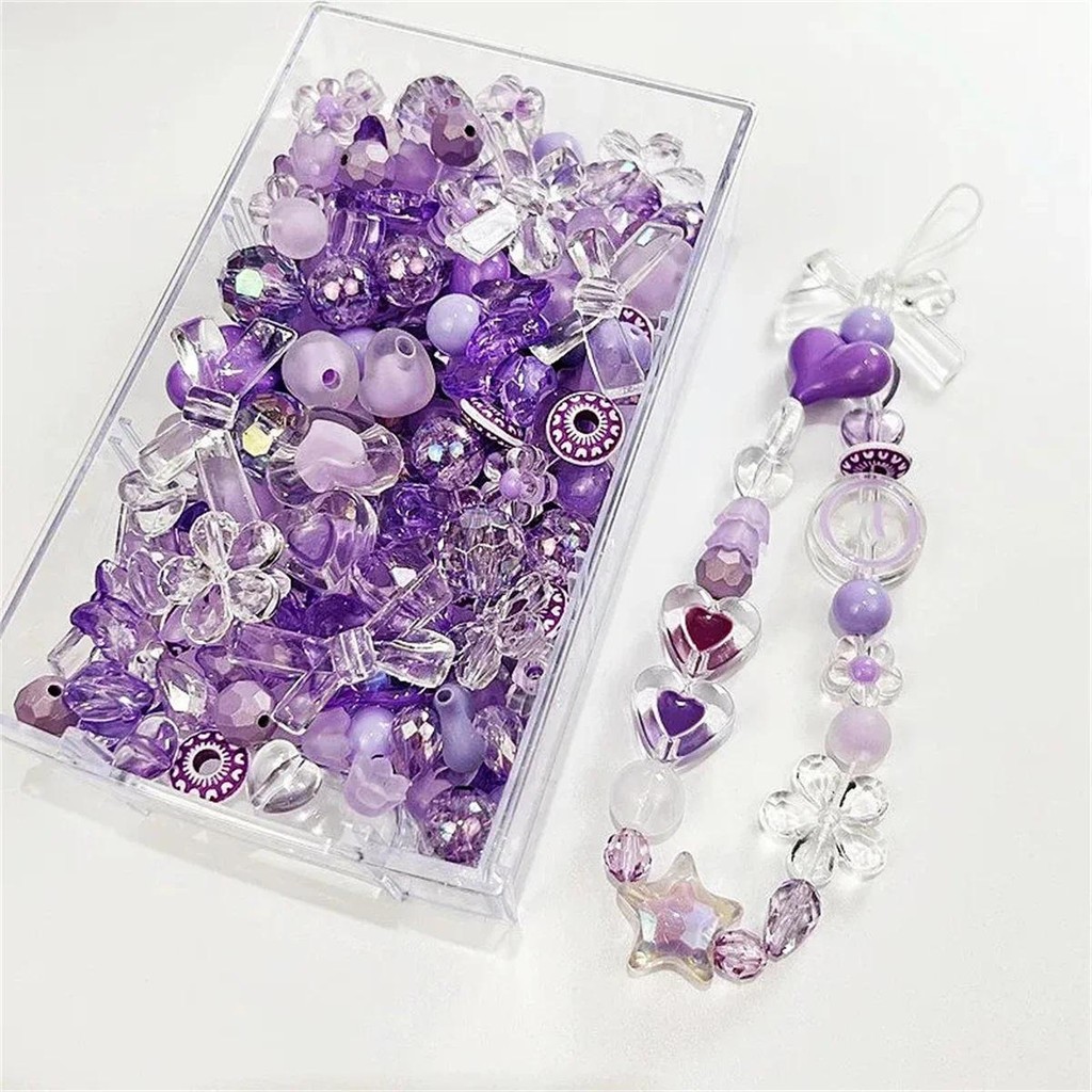 

30g Acrylic Beads Heart Bow Flower Loose Beads For DIY Handmade Phone Chain Bracelet Jewelry Making Accessories Girl
