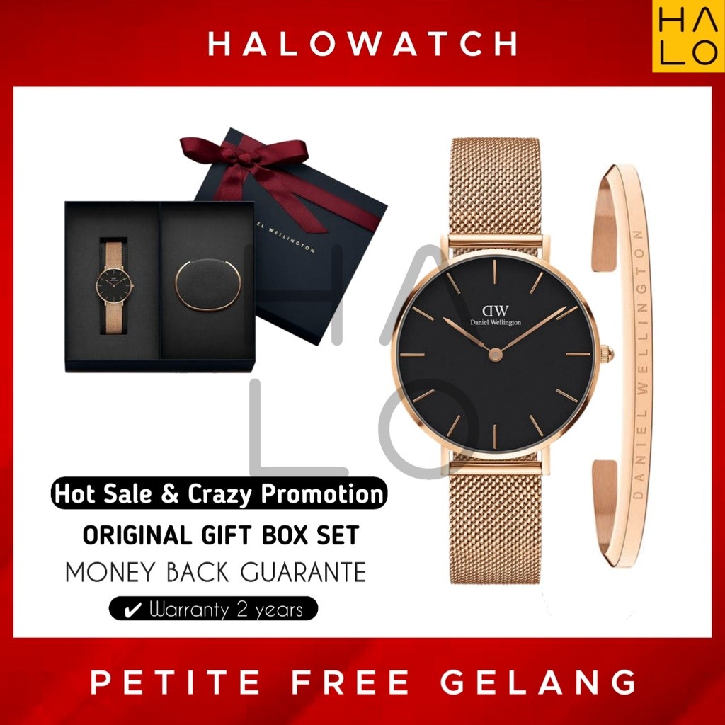 (ORIGINAL 100%) Jam Tangan Wanita Daniel Wellington Original Petite Plus Gelang Analog Jam Tangan Ke