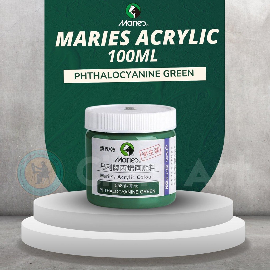 

Maries Cat Akrilik Maries 100ml (Phthalocyanine Green) Warna Tajam Tahan Lama untuk Lukisan Profesional - Painting