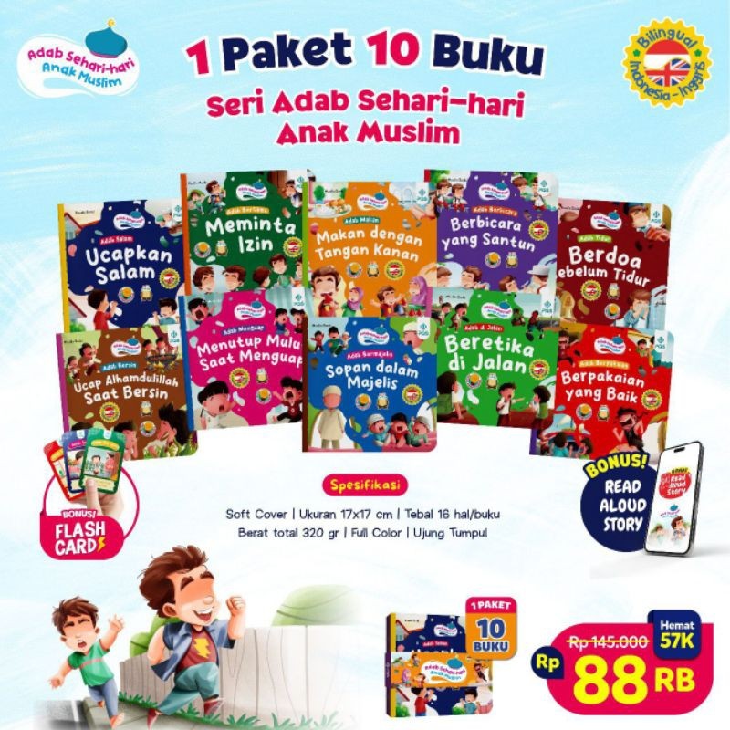 

[PUSTAKA QUR'AN SUNNAH] ADAB SEHARI-HARI ANAK MUSLIM + Bonus Flash Card Adab | Raja-Raja dalam Al-Qur'an | Seri Lelaki Teladan dalam Al-Qur’an | 13 Pemimpin Islam Dunia | Anak Hebat dan Mandiri | Kisah Wanita Teladan Dalam Al-Qur’an | Buku Anak Islami PQS