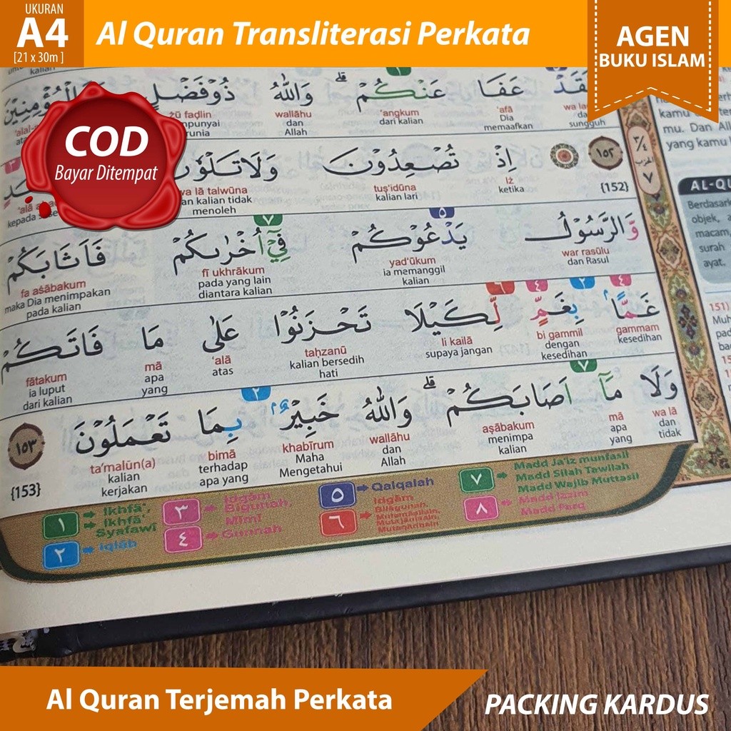 

Al Quran An Nur A4 [20x30cm] - Al Quran Besar - Al Quran Latin Perkata - Al Quran Tajwid - 100% ORI