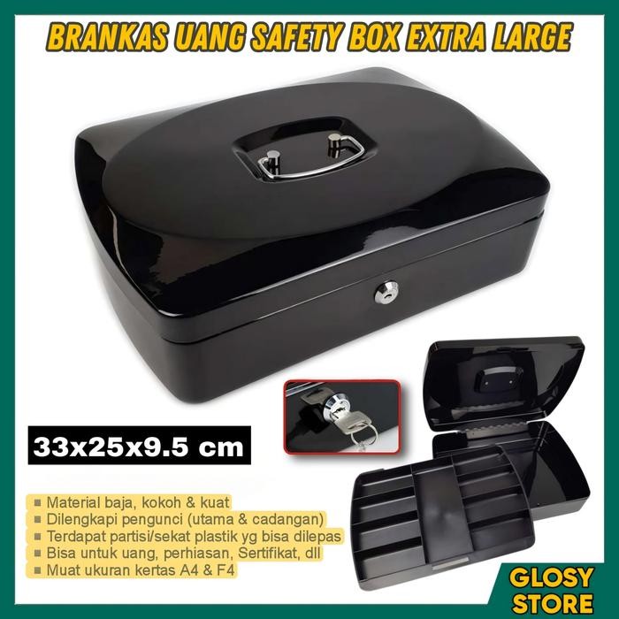 Mumpung Murah Brankas Mini Cash Box Safety Brangkas Uang Kotak Key Lock 30x25x9cm - 30x25x9cm