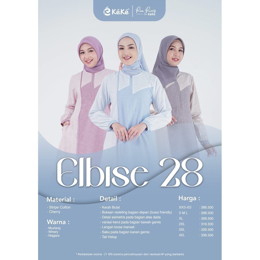 Keke Ricis Elbise 28 Gamis Remaja Warna Mustang Winery Niagara Bahan Katun Garis Garis Variasi Kerut