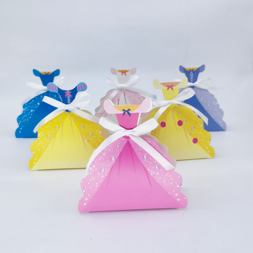 

Princess Dress Candy Box Treat Goodie Baby Shower Kids Birthday Party Gift Boxes Princess Theme Supplies for Wedding Decorations