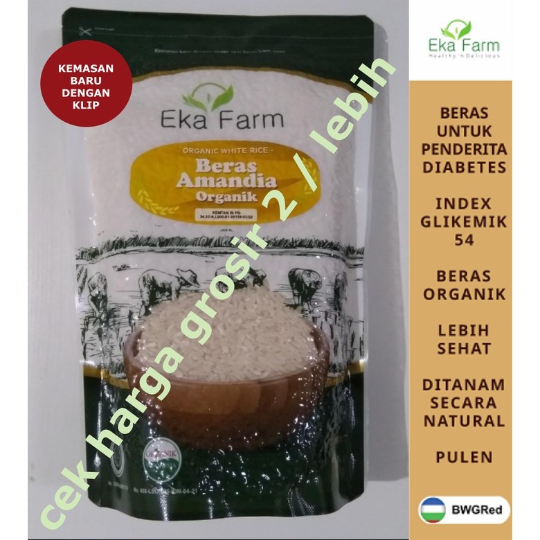 

Beras Amandia Organik Eka Farm 1 KG - Halal BPOM, Kemasan Vaccum Nutrisi Terjaga