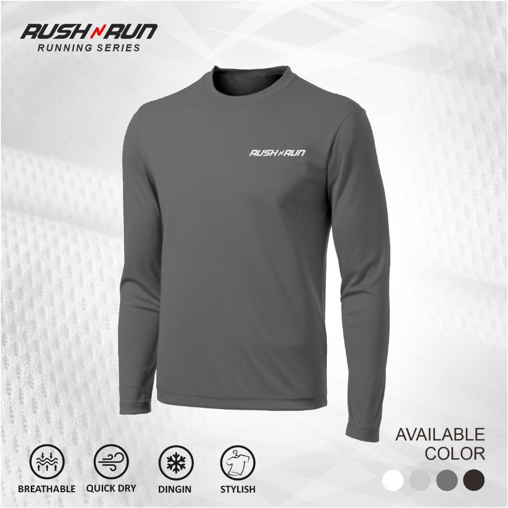 Rush N Run Baju Olahraga Lengan Panjang Pria Atasan Tangan Panjang Lari Running Sport