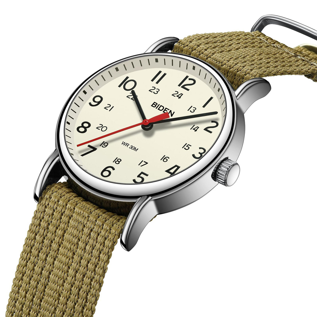 BIDEN Men's Fashion Sports Watch 38mm Neutral Analog Watch Nylon Strap-Simple Design-Waterproof-Suit