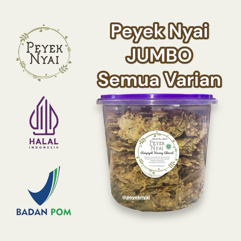 

Peyek Nyai - Rempeyek JUMBO Semua Varian (Toples 10L) | Peyek Kacang | Peyek Teri Medan | Peyek Udang | Peyek Cabai | Peyek Kacang Hijau | Peyek Kedelai Hitam | Peyek Almond | Peyek Kacang Mede