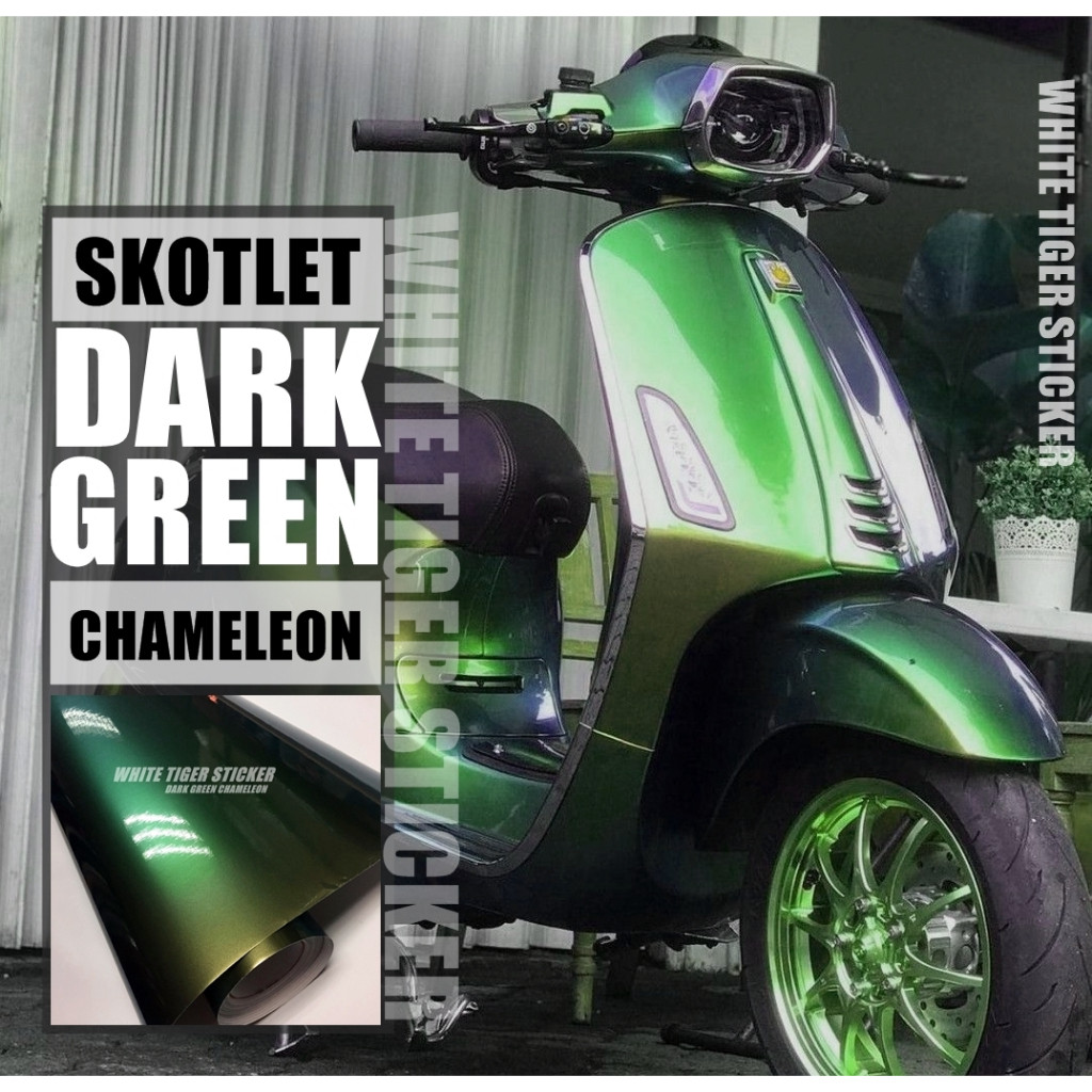 Skotlet Stiker Motor Bunglon Dark Green Gold Chameleon Skotlet Bunglon Hitam Scotlite Dark Green Cha