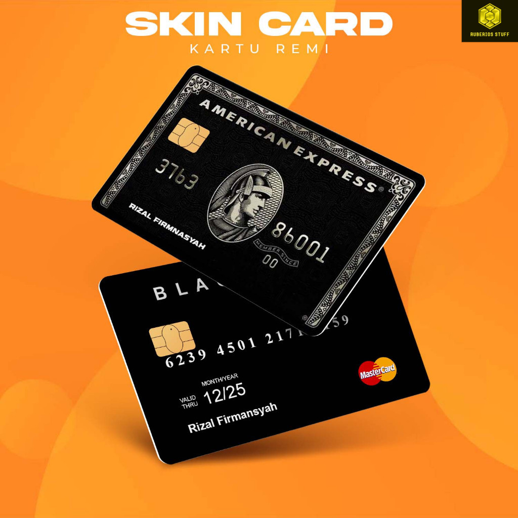 

[ BM Skin Card] - Stiker Black Card Edition || Garskin | Cover ATM / E - Money / Flazz - Anti Air