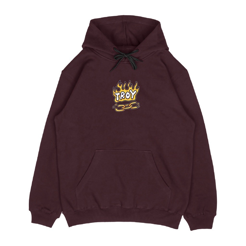 Troy Company Hoodie Maroon Chain Fire - Hoodie Pria Maroon KH 2081