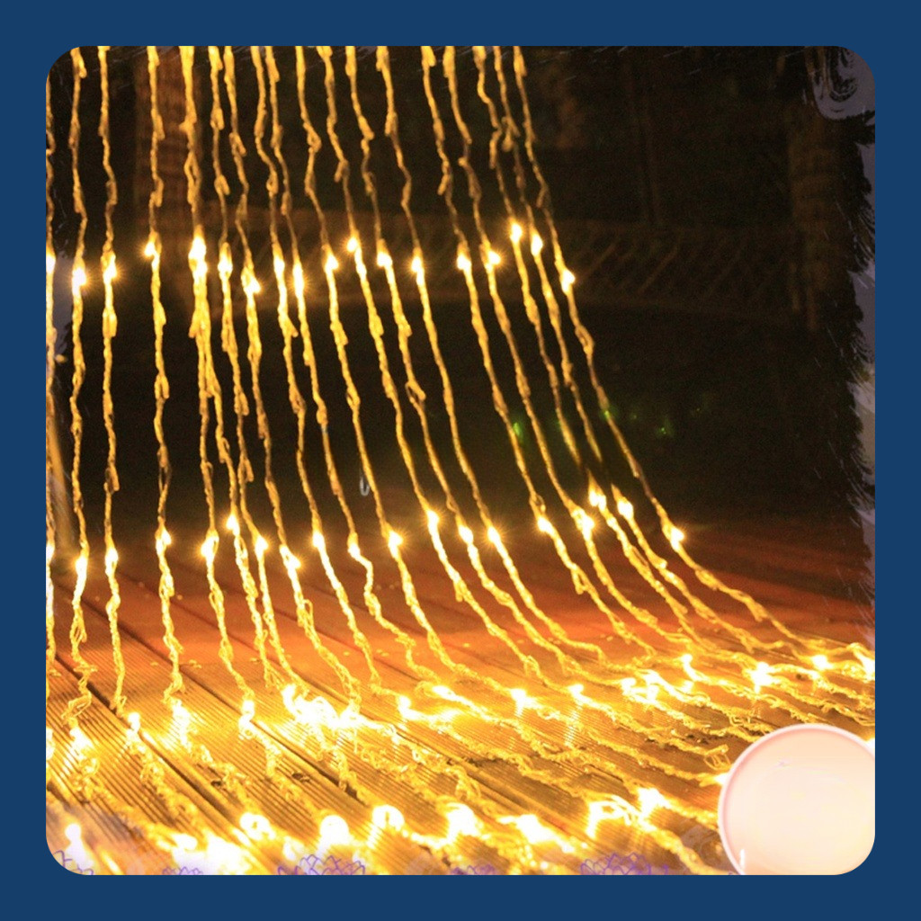 Lampu Air Terjun Waterfall Lighting 3x3 Meter Lampu Tirai Hujan LED