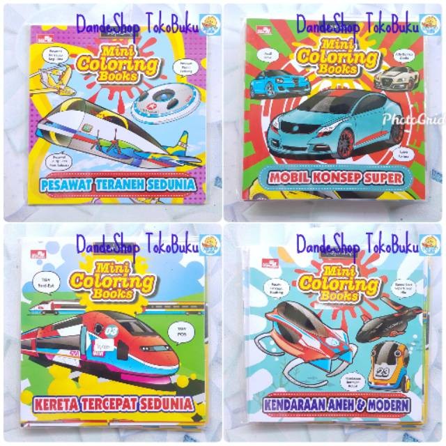 Mini Coloring Books Joseph Story _ Buku Mewarnai Anak Mobil, Pesawat, Kendaraan