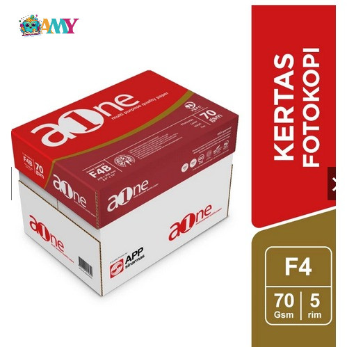 

KERTAS A1NE HVS F4 70GSM / AONE Kertas HVS 70 GSM F4 - 1 BoX = 5 Rim Amy Stasionary