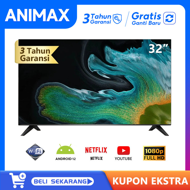 Animax Smart TV 43 inch 32 inch TV Digital 32 inch 43 inch Smart TV LED Murah 32 Promo FHD Televisi 