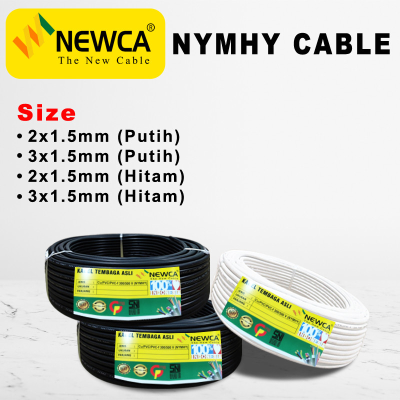 Kabel Listrik NYMHY / Kabel Newca 2x1.5mm 3x1.5mm Tembaga Asli