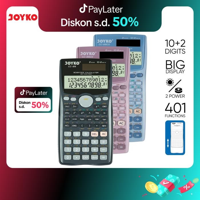 

Promo Calculator Kalkulator Joyko CC-25 Scientific 401 Functions - Black Terlaris