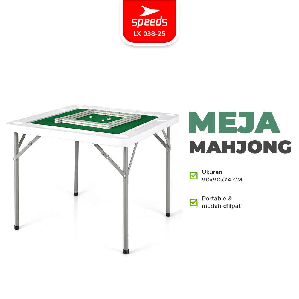 SPEEDS Meja Mahjong Meja Lipat Mahyong 90x90x74cm Meja Permainan Meja Piknik Serbaguna Besar 038-25