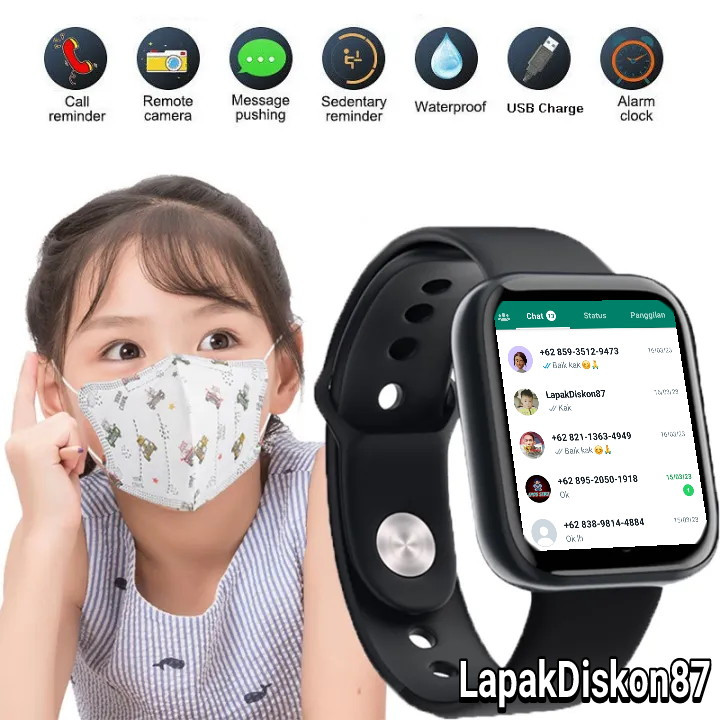 Jam Tangan Pintar Hp Android Pria wanita Smartwatch Smart Watch imo Notif WhatsApp Wa Sms y68 D18 11