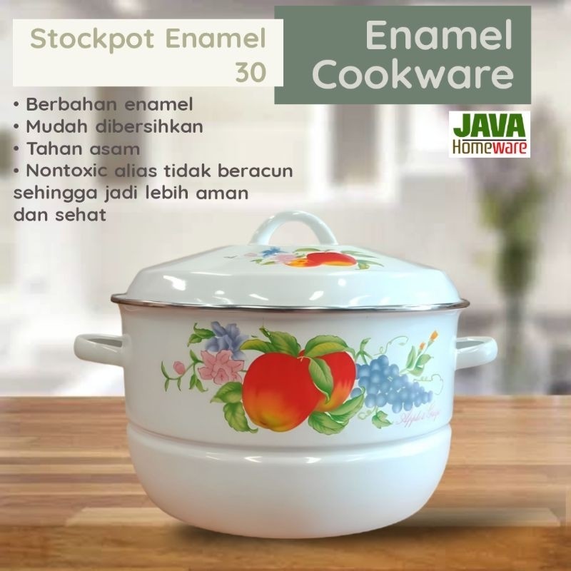 PANCI STOCKPOT ENAMEL UKURAN 30CM , 34CM, 40 CM | PANCI MASAK ENAMEL | PANCI MASAK ENAMEL JUMBO