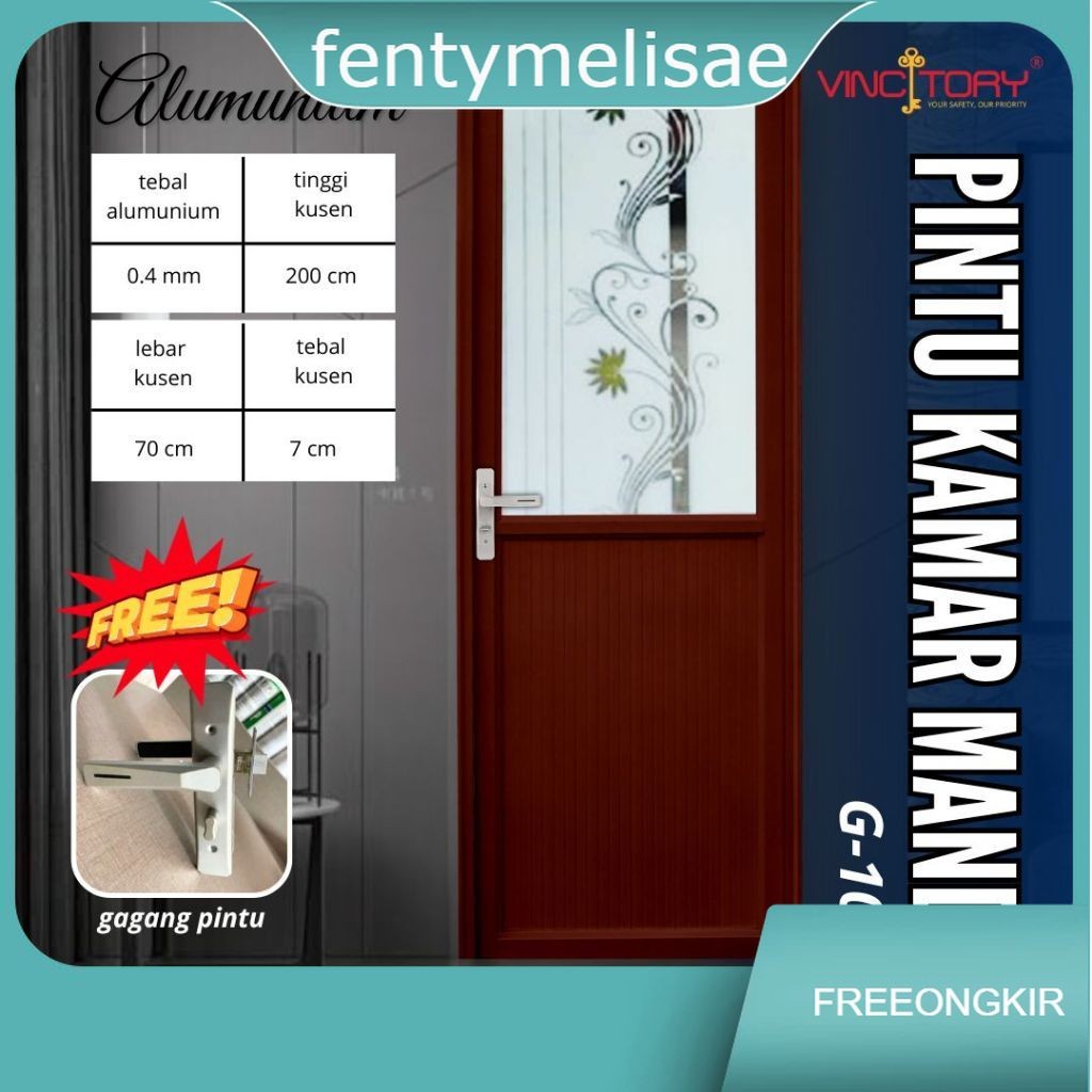 VINCITORY Pintu Kamar Mandi/ Pintu Kamar Mandi Aluminium PREMIUM/ Pintu Kamar