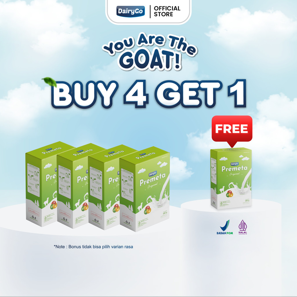 

[PROMO BUY 4 GET 1 FREE] Susu Kambing Etawa Bubuk 200g Varian Original