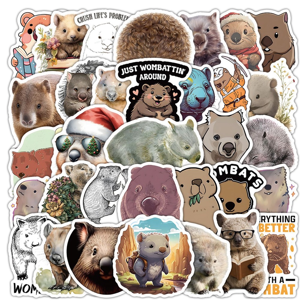 

10/50PCS Cute Wombat Graffiti Stickers Creative Animal Cartoon Decal Laptop Phone Guitar Cup Luggage Waterproof Sticker Kid Toys