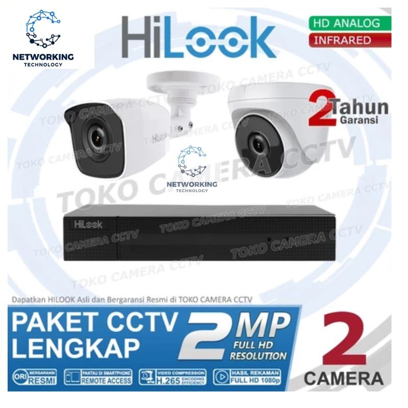 PAKET CCTV HILOOK 2MP 4 CHANNEL 2CAMERA PAKET CCTV