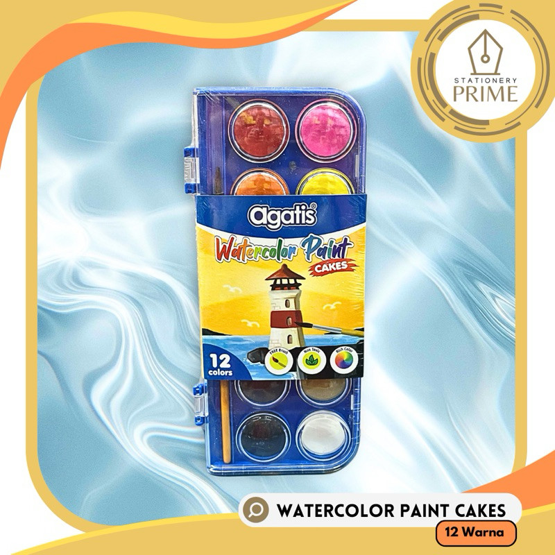 

Cat Air Set / Watercolor Paint Cakes Agatis 12 Warna