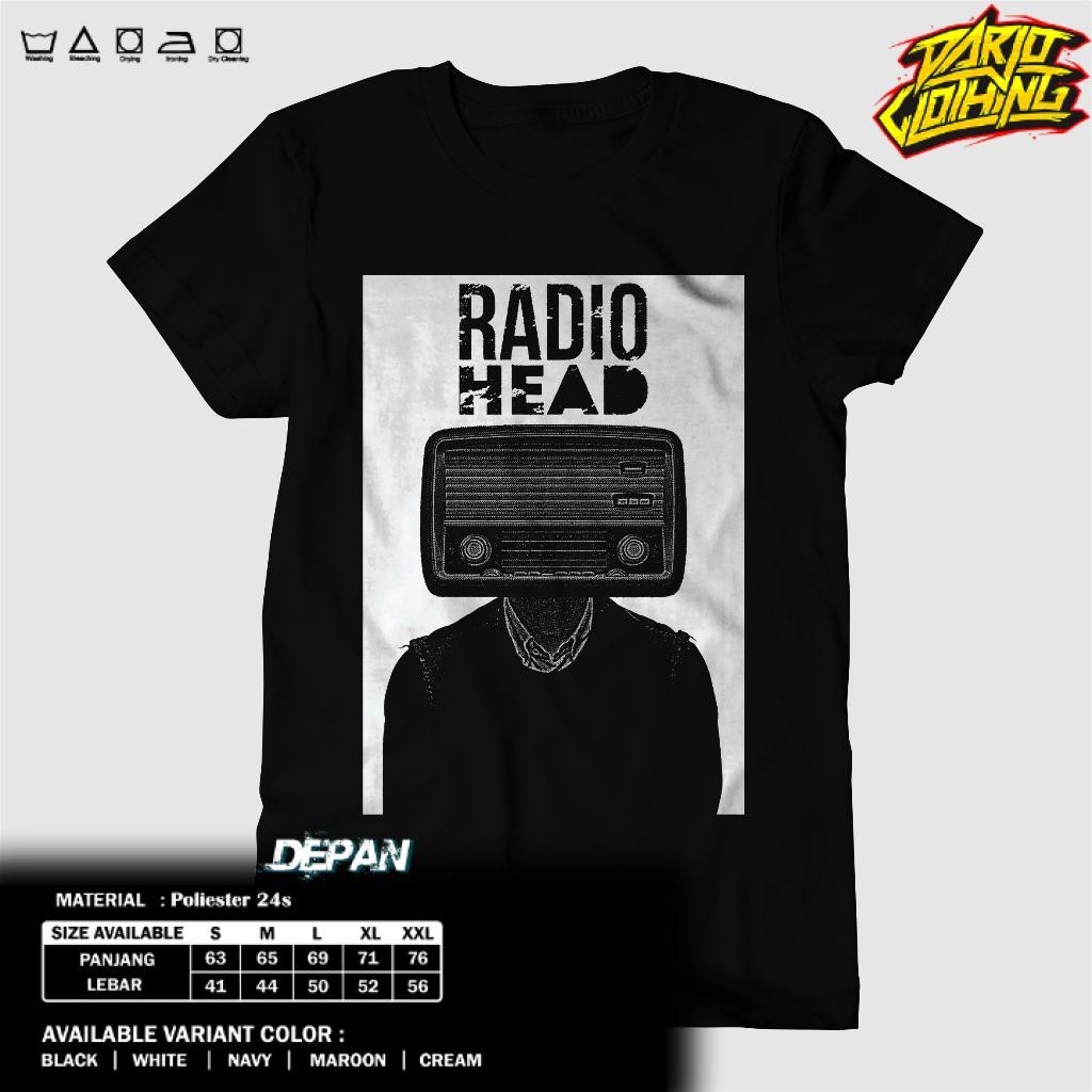 Kaos DarjoClothing -  KAOS BAND - KAOS RADIOHEAD - BAJU RADIOHEAD GREY WHITE -  RADIOHEAD - COLOR