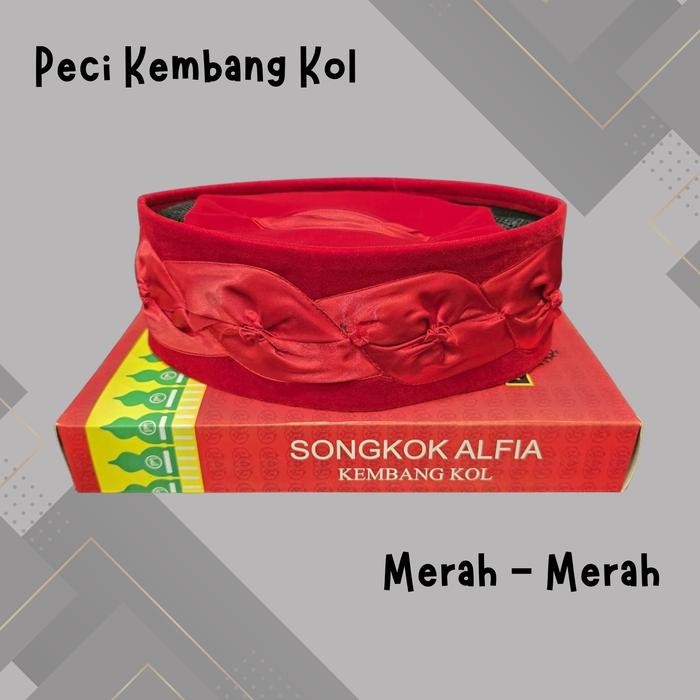 Peci Kembang Kol / Songkok Betawi / Peci Ceplok - Merah - merah, 5