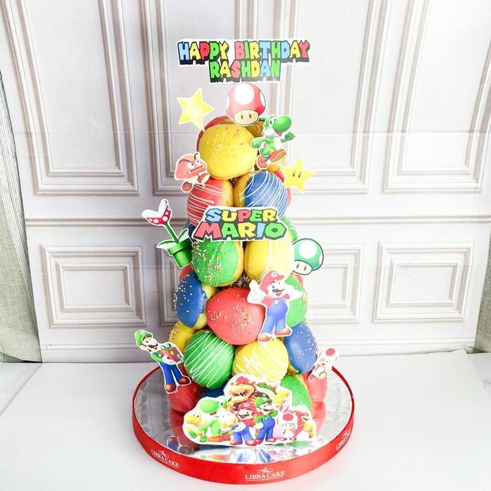 

Donat Ulang Tahun/Donat Tower Tema Mario Bross/Donat Birthday Catering Malang DMT