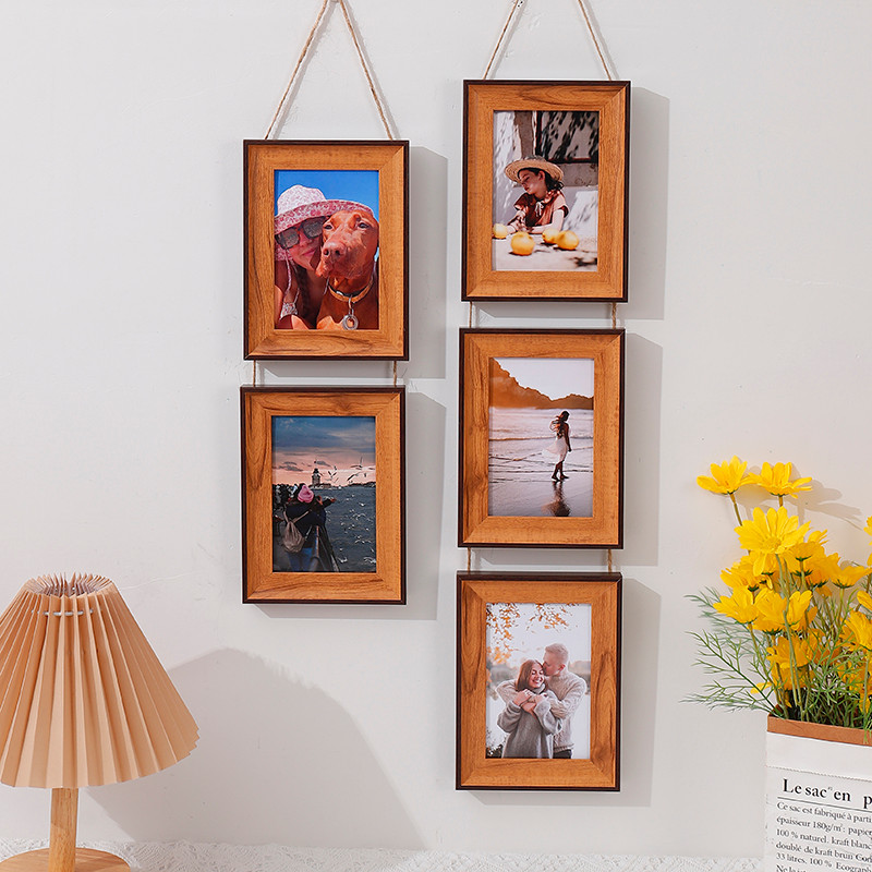 

1pc plastic frame 6 inches hemp rope hanging frame 2 link, 3 link, 4 link vertical composite frame wall decoration