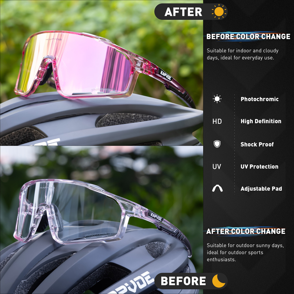 KAPVOE Photochromic Frames and lenses bike Cycling Glasses UV400 cool MTB Bicycle Cycling Sunglasses