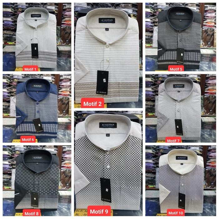 Baju Koko Alisan lengan pendek original ukuran 15 (M) - Abu-abu