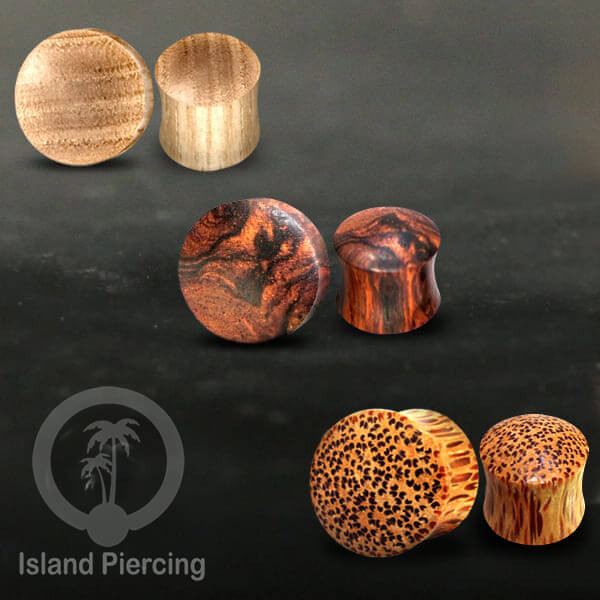 Plug tindik buatan tangan dari kayu yang macam-2.Wood plug Piercing Ear Plug kualitas tinggi.