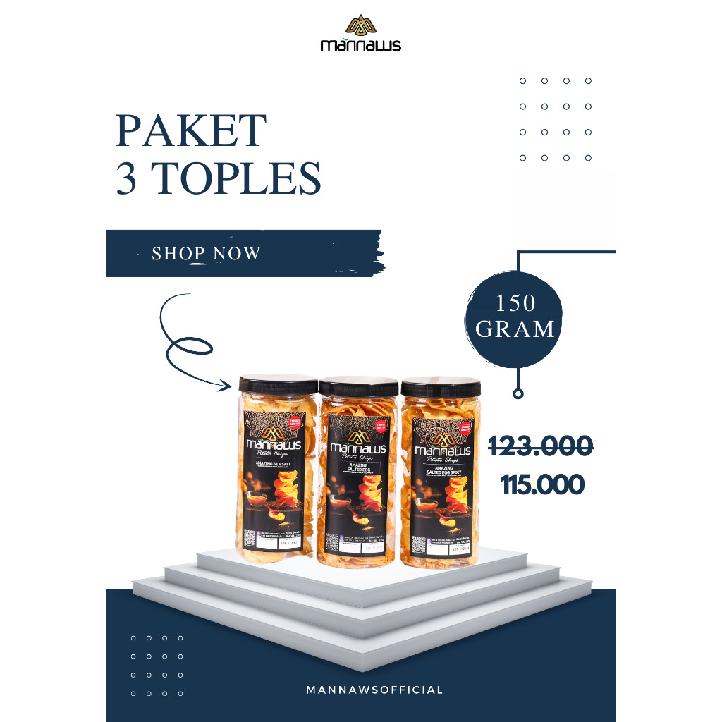 

Mannaws Potato Chips Snack Keripik Kentang Paket 3 Toples