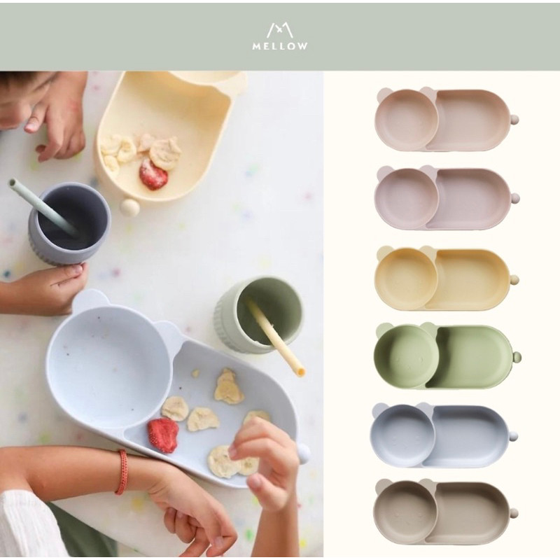 Mellow -Kuma Silicone Plate( 2 suction plate) - alat makan MPASI