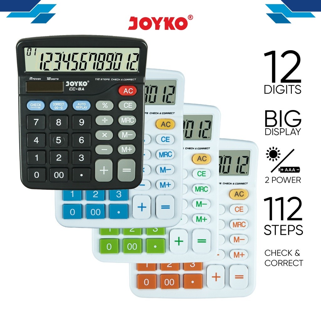 

Calculator Kalkulator Joyko CC-8 / CC-8A / CC-8CO 12 Digits Check Correct