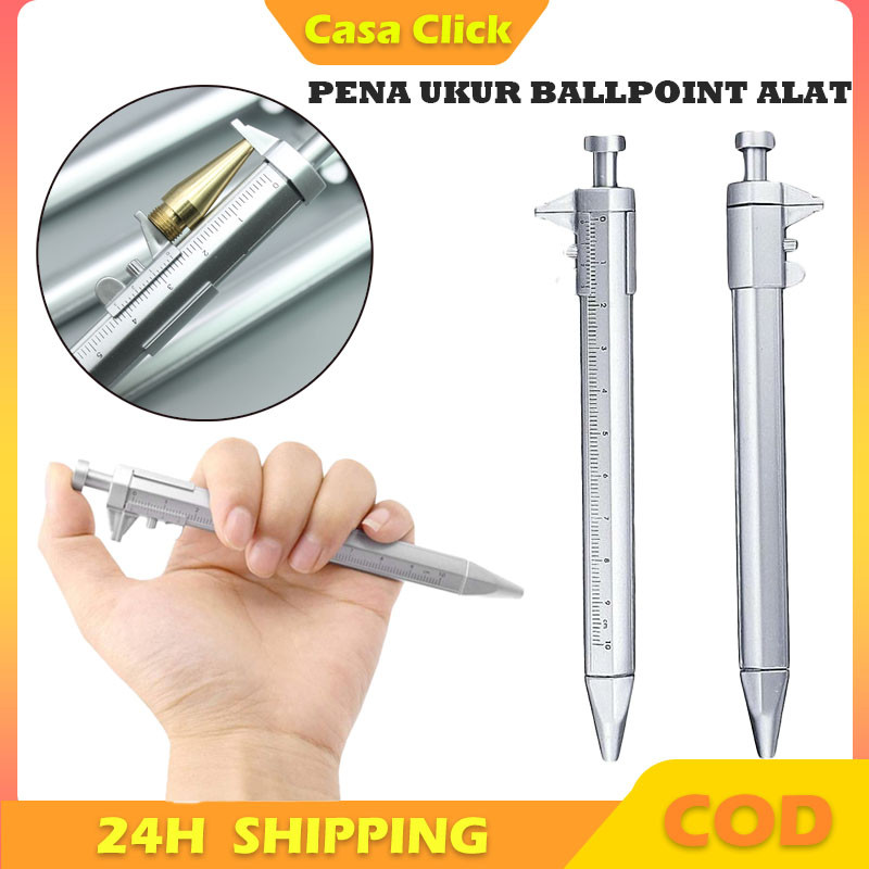 

Pena Pulpen Multifungsi Ballpoint Pen Caliber Measuring Tool Scale Ruler/Pena Pen Biru Kaliper Vernier Jangka