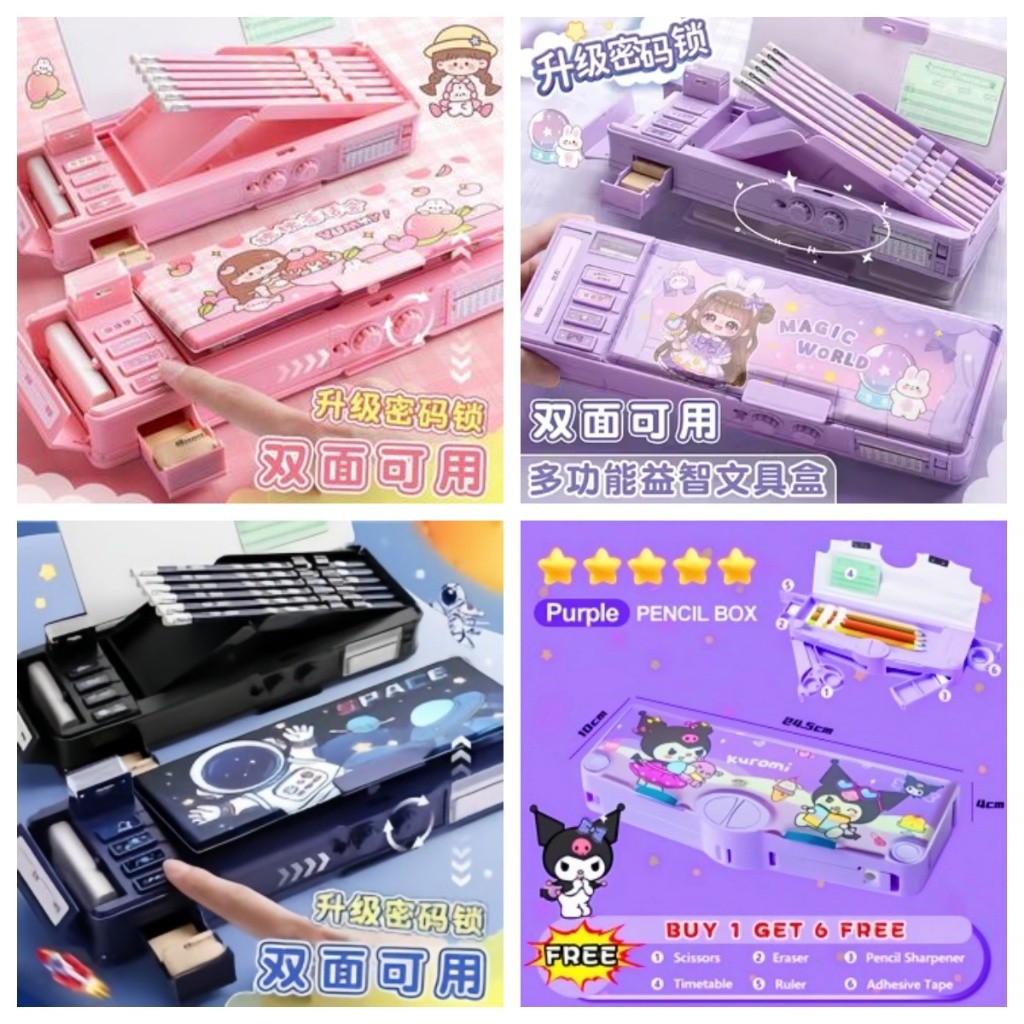 

PROMO 6.6 Tempat Pensil Multifungsi Motif Unicorn / Dinosaurus / Astronot Untuk Anak Tk/Kotak Pensil Pola Kartun Lapisan Ganda Tunggal Dengan Rautan Kapasitas