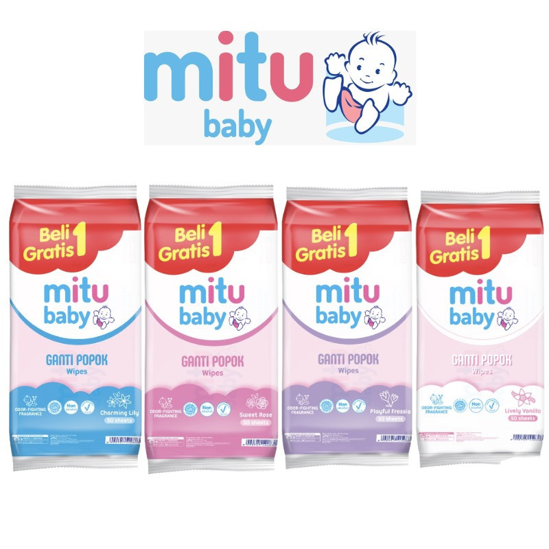 Tissue Basah MITU Baby | Baby Wipes Tisue Basah Bayi Set Beli 1 Gratis 1 50's + 50's