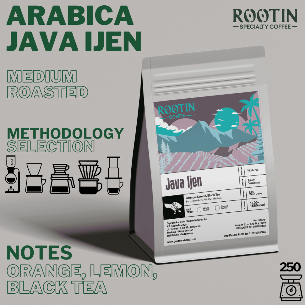 

Rootin Coffee Java Ijen Single Origin Arabika Roasted Beans Biji dan Bubuk Kopi / 250gr
