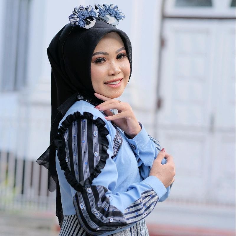 Keduteberde Tunik Tenun Lurik  Baju Muslim Wanita Dewasa Panjang Dress Gamis Motif Jeans Denim Tenun