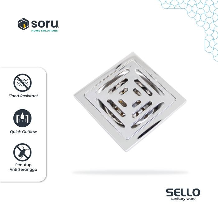 R P e SORU Floor Drain Saringan Got Kamar Mandi Anti Bau Stainless Steel SELLO SL6102