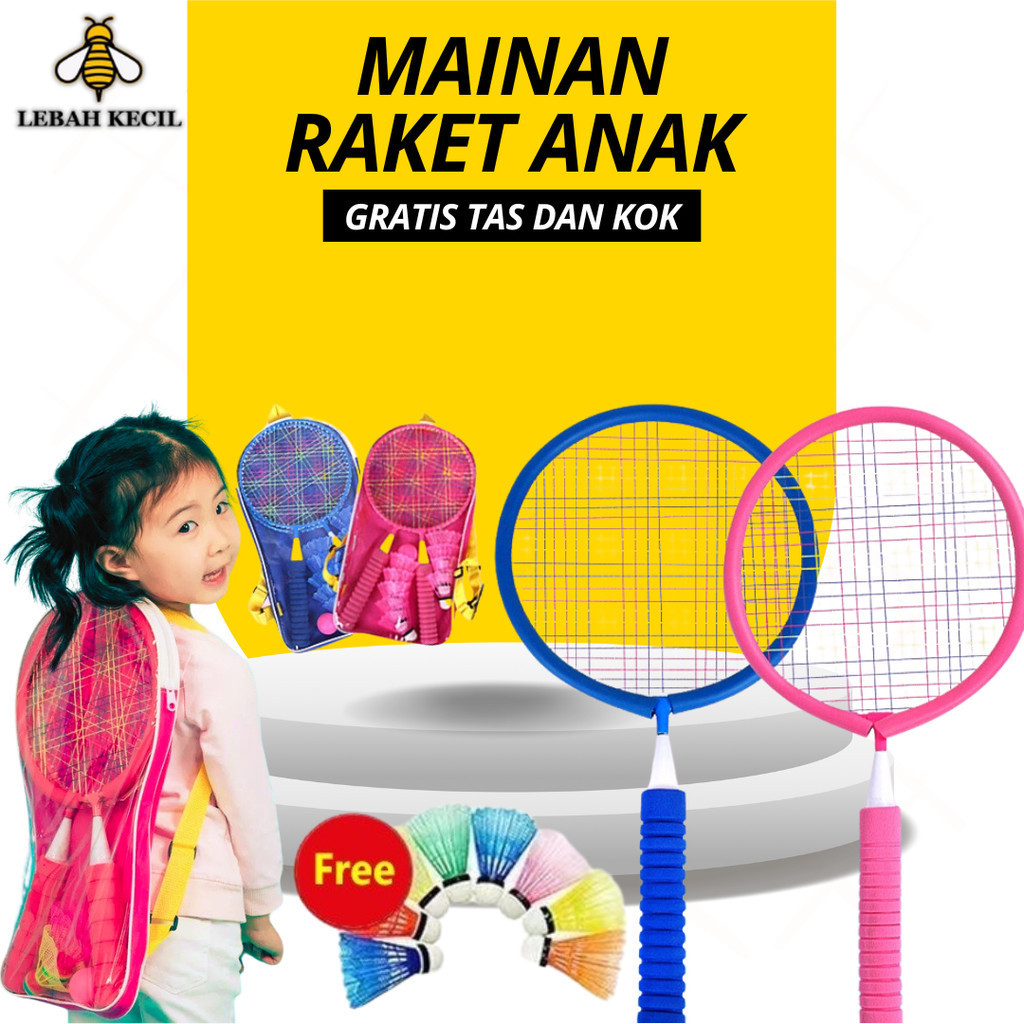 LEBAH KECIL Mainan Raket Bulutangkis Anak GRATIS TAS KOK