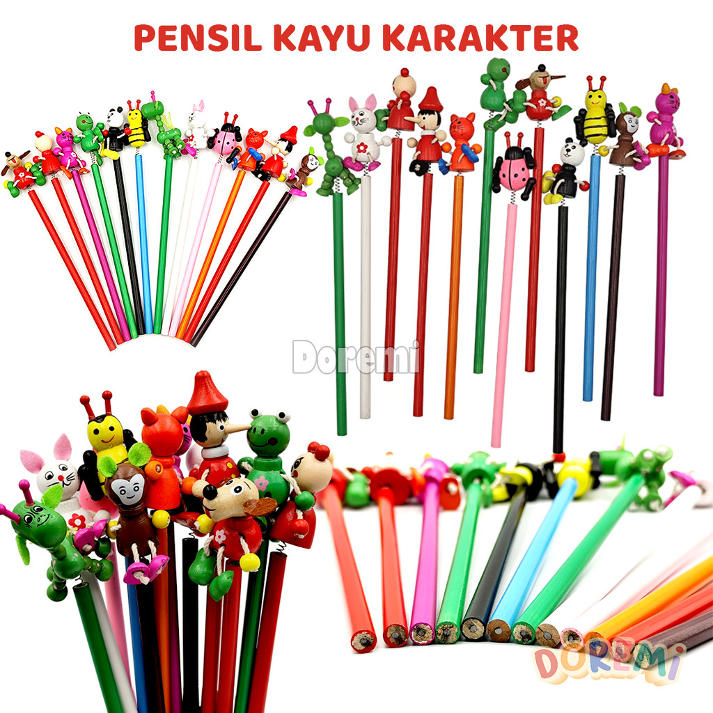 

DOREMI Pensil Kayu Karakter Pena Wooden Kartun Animal Alat Tulis Anak Sekolah Rainbow Mainan Anak