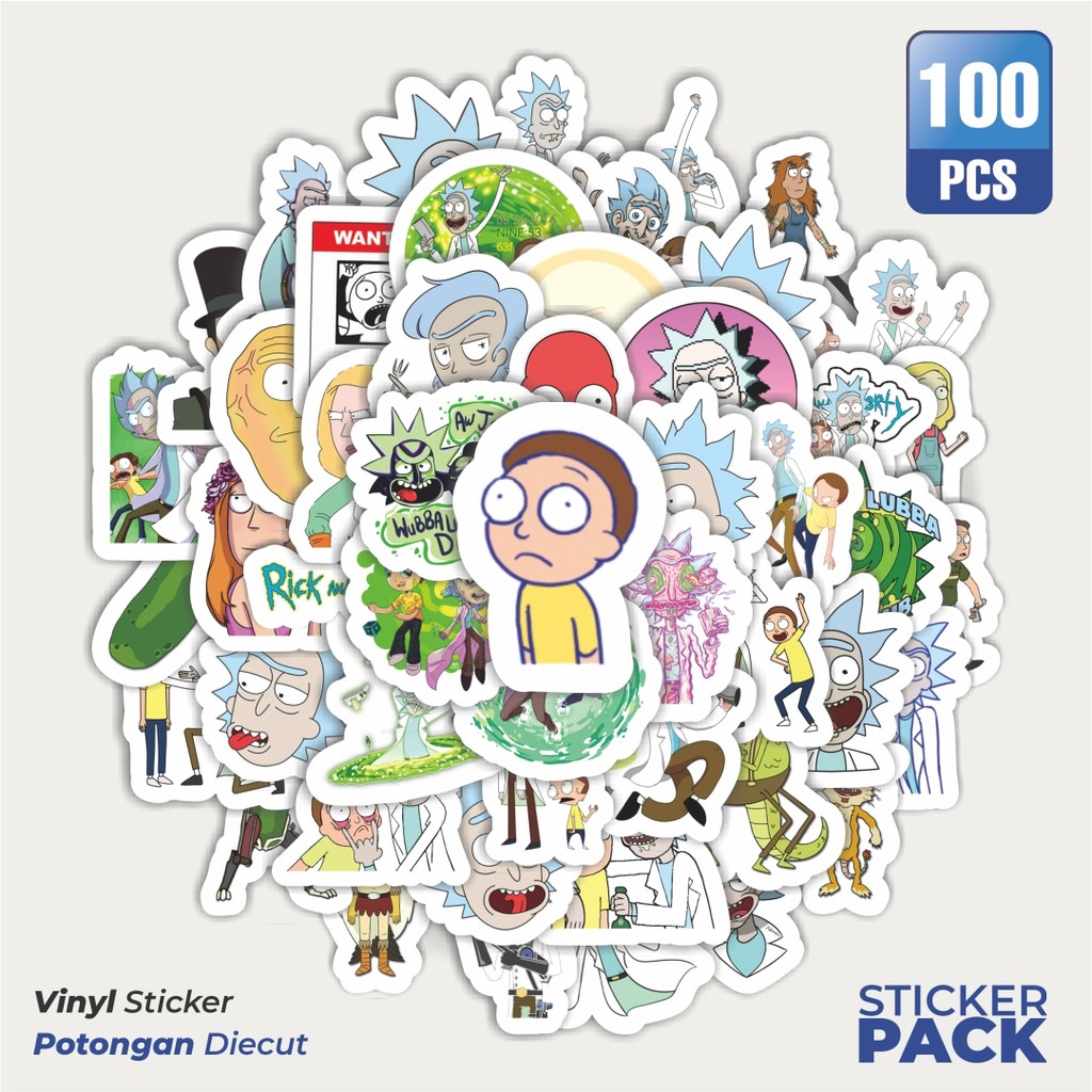 

Stiker Vinyl Sticker Kartun Rick And Morty Waterproof Aesthetic- Untuk Laptop, Motor, dan Helm - Paper Stationery Pack