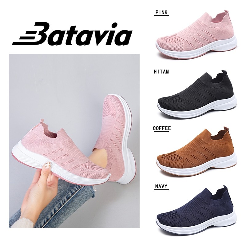 GENIALLSHOP Batavia Sepatu olahraga premium perempuan terbaru rajut adem antislip antiaus sepatu lar