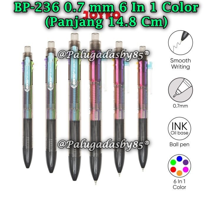 

(1 Pak/12) GROSIR Bolpen JOYKO BP-236 Sito 0.7 mm 6 Warna Ball Pen Pulpen Pena Joyko BP-236 (Pak/12)